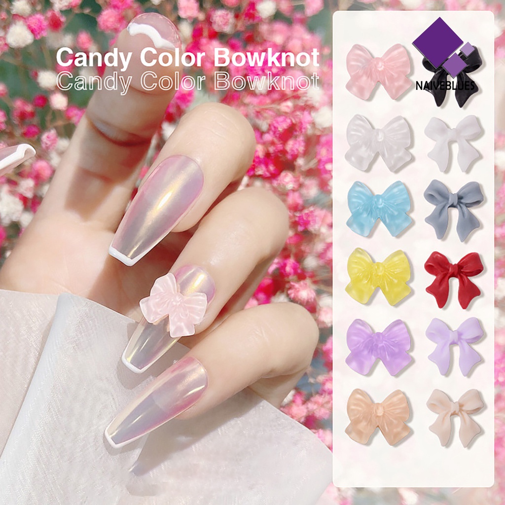 [naiveblues] 30pcs/set Kuku Busur Berlian Imitasi Mudah Ditempel 3D DIY Manicure Butterfly Untuk Kecantikan