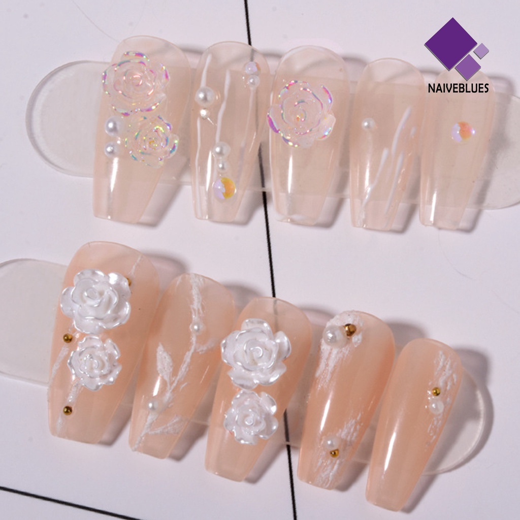 [naiveblues] 30pcs Dekorasi Kuku Bunga Glitter Stylish Nail Accessories Flower Nail Art Untuk Salon