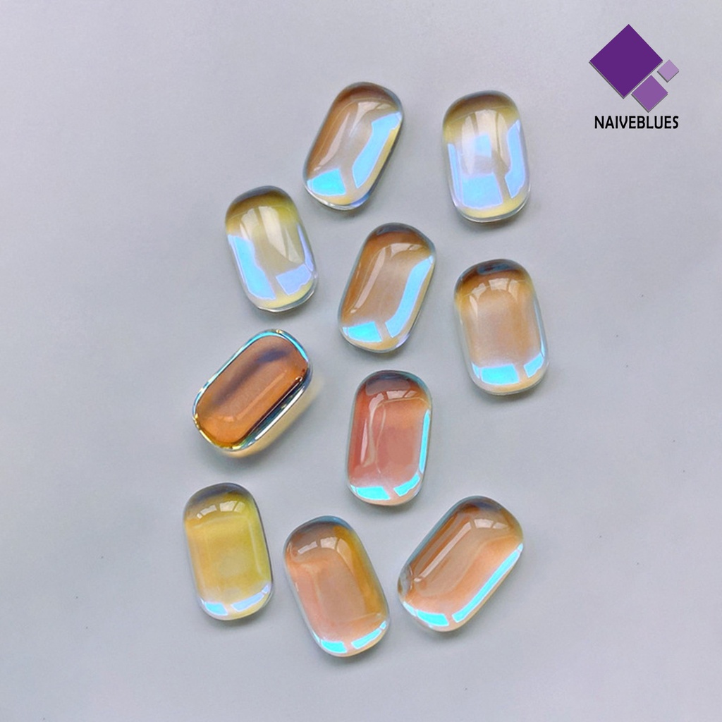 [naiveblues] 10pcs Perhiasan Nail Art Mengkilap Efek Visual Reguler Tahan Luntur Berkilau Perhiasan Kuku 3D