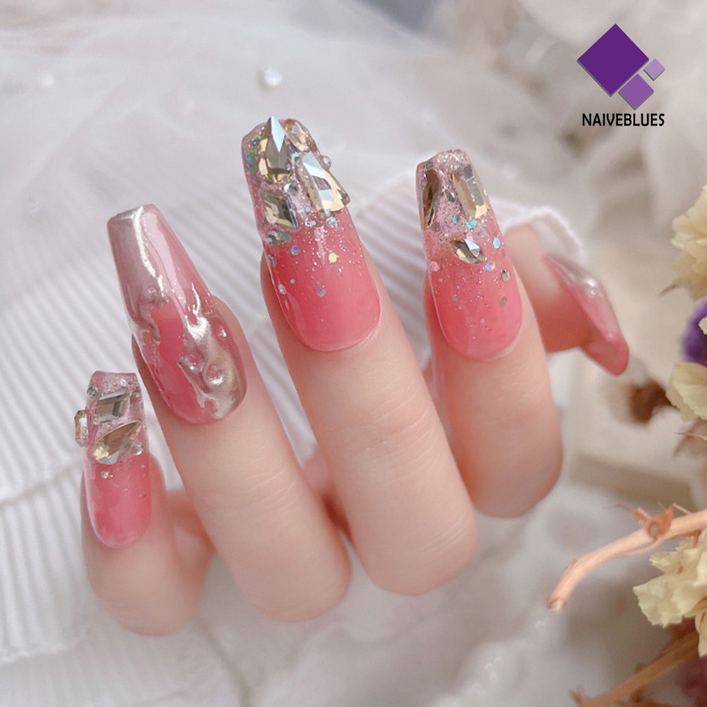[naiveblues] 1pak Pesona Kuku Tiga Dimensi Bersinar Mewah Mudah Diterapkan Pengerjaan Halus Nail Art