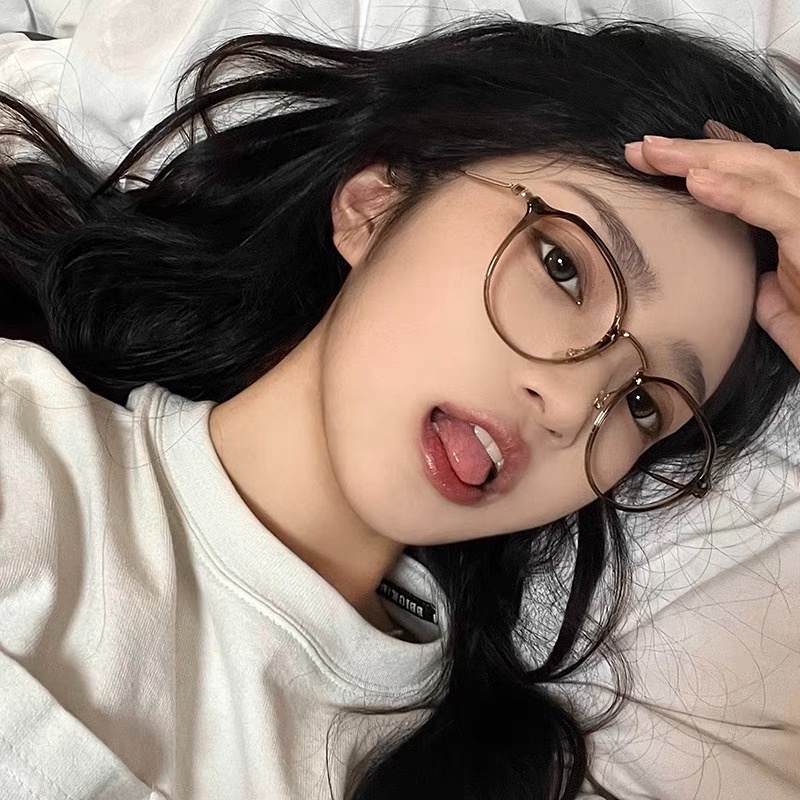 (YUZHU) Lensa Yang Dapat Diganti Korea Fashion Ultra Ringan Kacamata Vintage Fashion Bingkai Oval Anti Cahaya Biru Kacamata Unisex