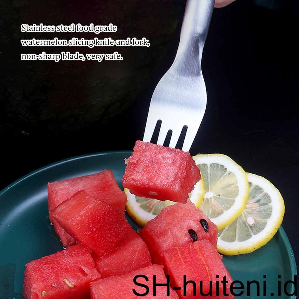 Stainless Steel Watermelon Slicer Portable Pengganti Dual Head Reusable Rumah Dapur Restoran Buah Garpu Aksesoris