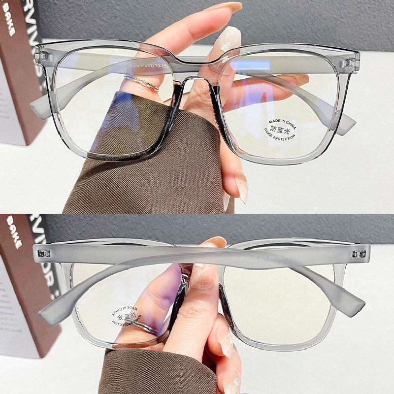 (YUZHU) Mode Baru TR90 Oversized Anti Blue Light Kacamata Unisex Bingkai Transparan Gradien Eyeglasses