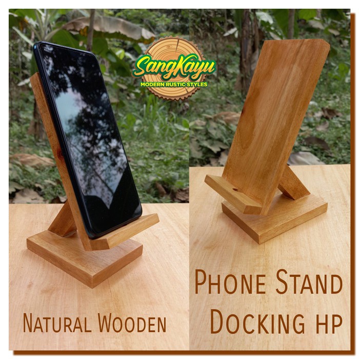 Docking hp Phone stand dudukan handphone | Phone holder kayu