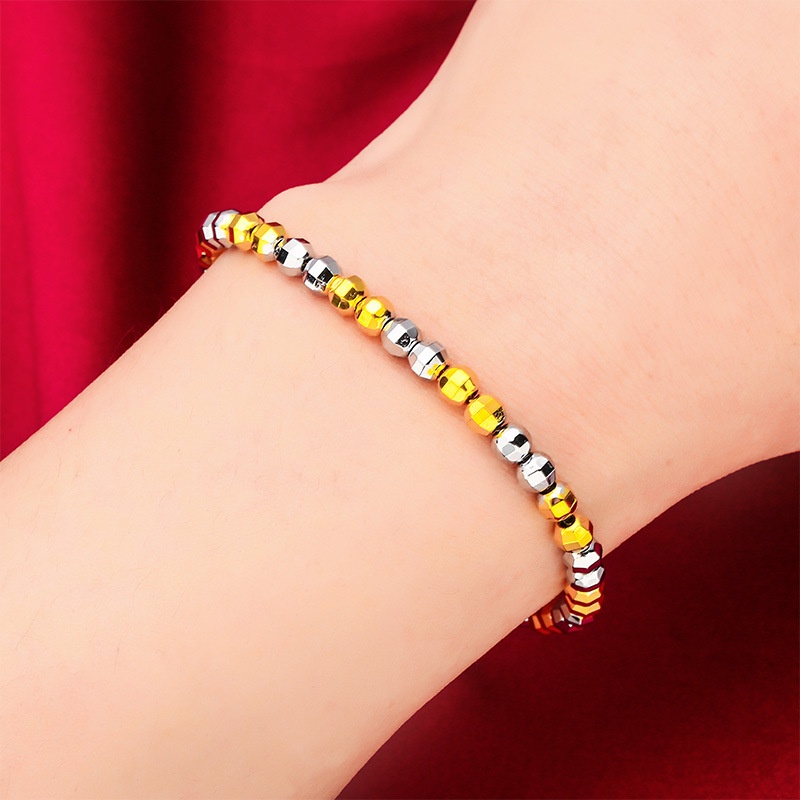 Goldkingdom Fashion Perhiasan Aksesoris Ready Stock Wanita Manik Emas Kecil Gelang Bracelet Gelang Lapis Emas Perak Dua Warna
