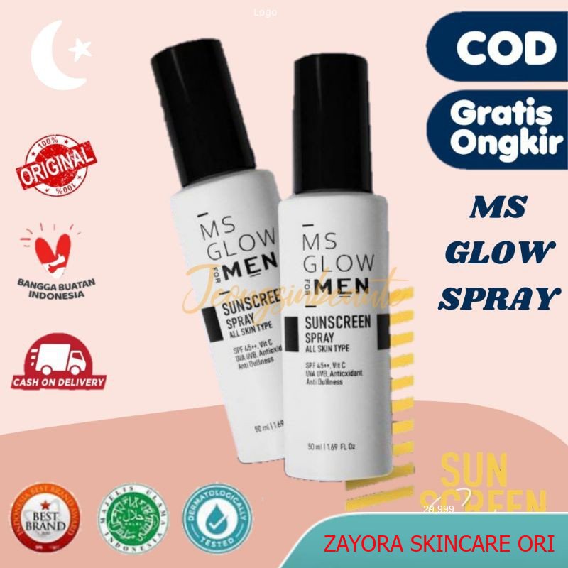 JAMINAN PRODUK ORIGINAL Ms Glow For Men - Sunscreen Spray pemutih wajah pria pelindung sinar uv