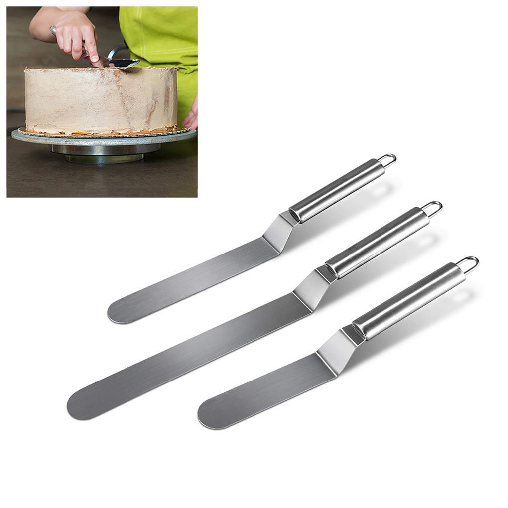 3pcs6 /8 /10Inci Spatula Krim Kue Bahan Stainless Steel Untuk DIY Alat Dekorasi Butter Cake Cream Spatula