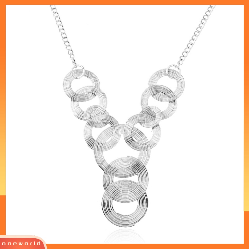 [EONE] Wanita Kalung Eropa Dan Amerika Geometris Minimalis Pengerjaan Halus Electroplating Dress Up Tahan Luntur Lingkaran Liontin Multilayer Pesona Kalung Perhiasan Aksesori