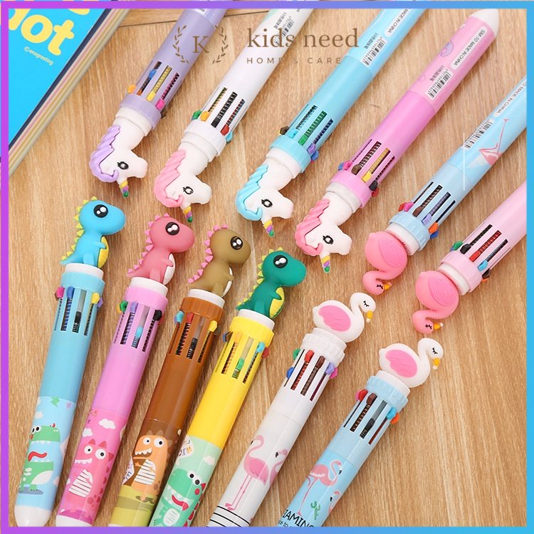 

Pulpen 10 Warna Dino kepala Unicorn BTS Pena Ballpoint
