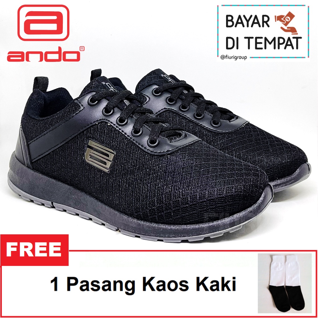 FIURI - ANDO - AIDA 33-40 FULL HITAM - SEPATU KETS WANITA - SNEAKERS WANITA - SEPATU OLAHRAGA SPORT - SEPATU CASUAL - SEPATU JOGGING LARI FITNESS GYM SENAM - SEPATU ANAK PEREMPUAN CEWEK - SEPATU SEKOLAH BERTALI SD SMP SMA