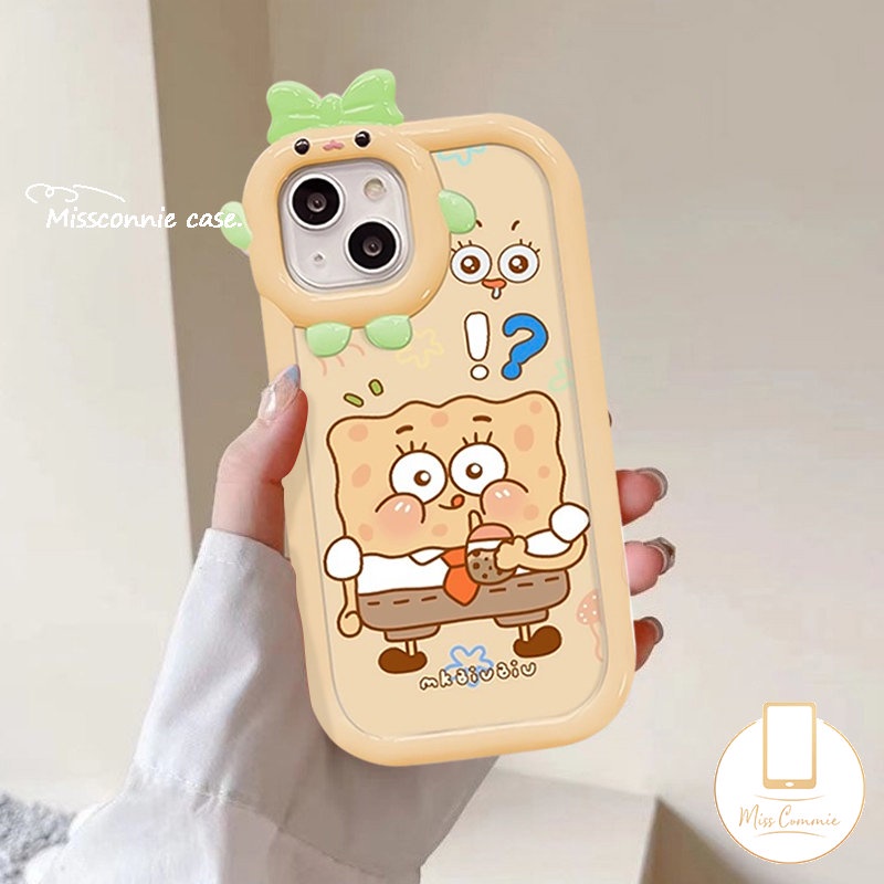 IPHONE Case Patrick Star Kartun SpongeBob Lucu Kompatibel Untuk Iphone11 14 13 12 Pro Max X XR 7Plus XS Max8 7 6s 6 Plus SE 2020 3D Ikatan Simpul Little Monster Lens Soft Tpu Couples Cover
