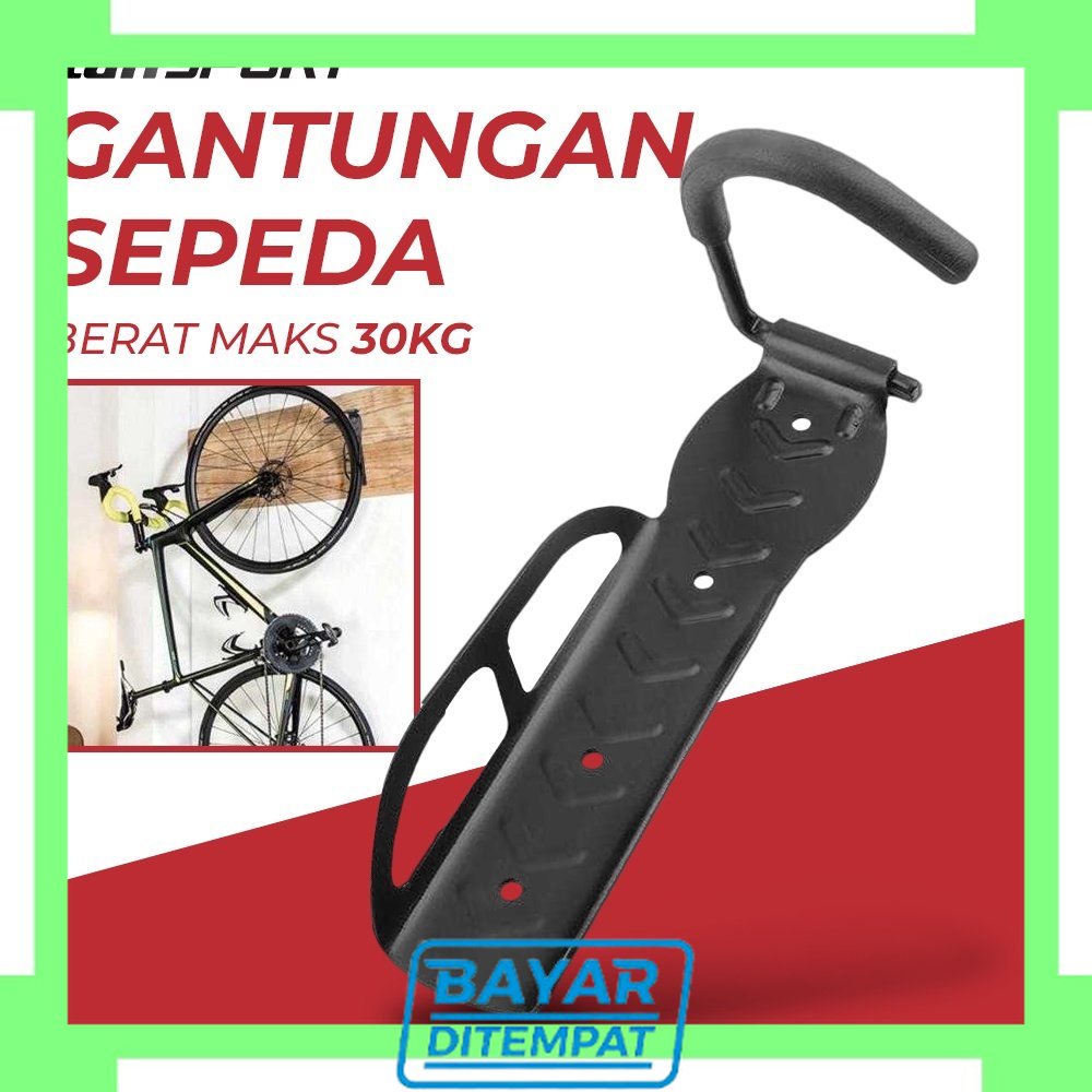 BAYAR DIRUMAH TaffSPORT Gantungan Dinding Sepeda Bike Wall Hook Hanger - 56921 - Black BAYAR DIRUMAH
