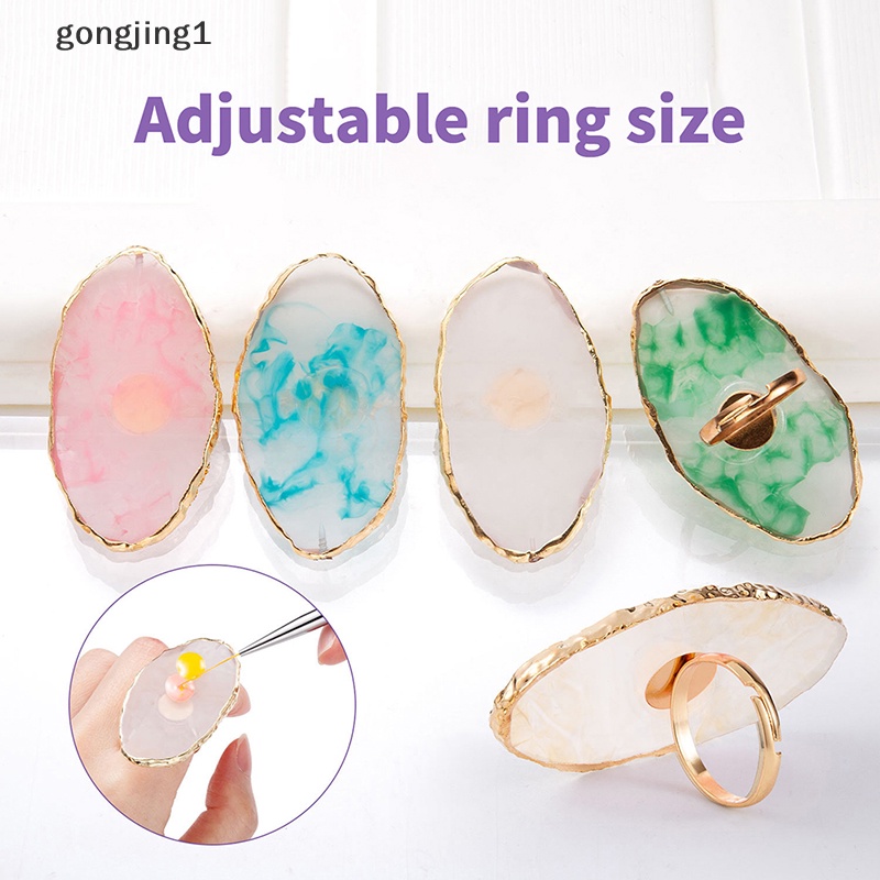 Ggg 1Pc Resin Batu Palet Kutek Jari Cincin Piring Nail Art Paing DIY Art ID