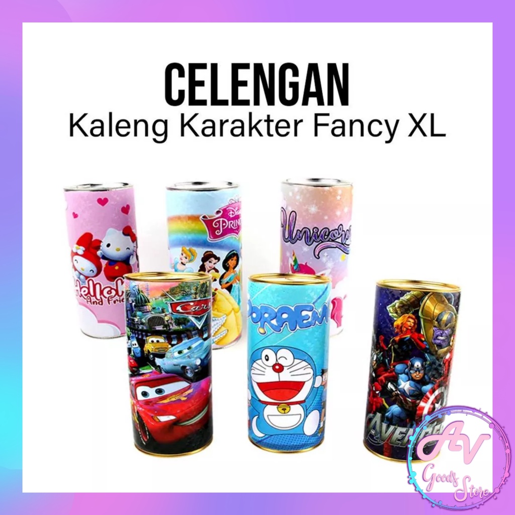 Celengan Tabung Kaleng Karakter XL / Celengan Permanen Fancy Size XL