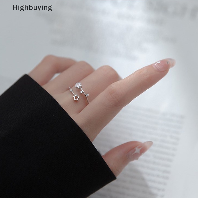 Hbid Shiny Star Zircon Cincin Wanita Terbuka Adjustable Berongga Bintang Cincin Fashion Serbaguna Pernikahan Perhiasan Pengantin Glory