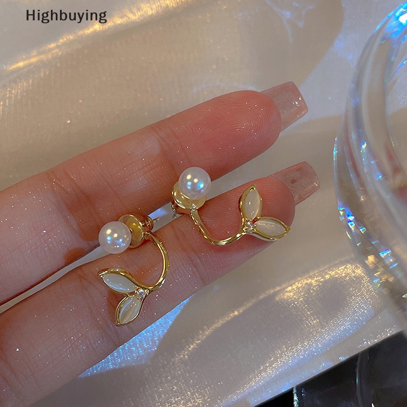 Hbid Baru Cahaya Zirkon Fishtail Pearl Stud Earrings Untuk Wanita Fashion Kristal Mutiara Imitasi Manis Anting-Anting Gadis Perhiasan Hadiah Glory