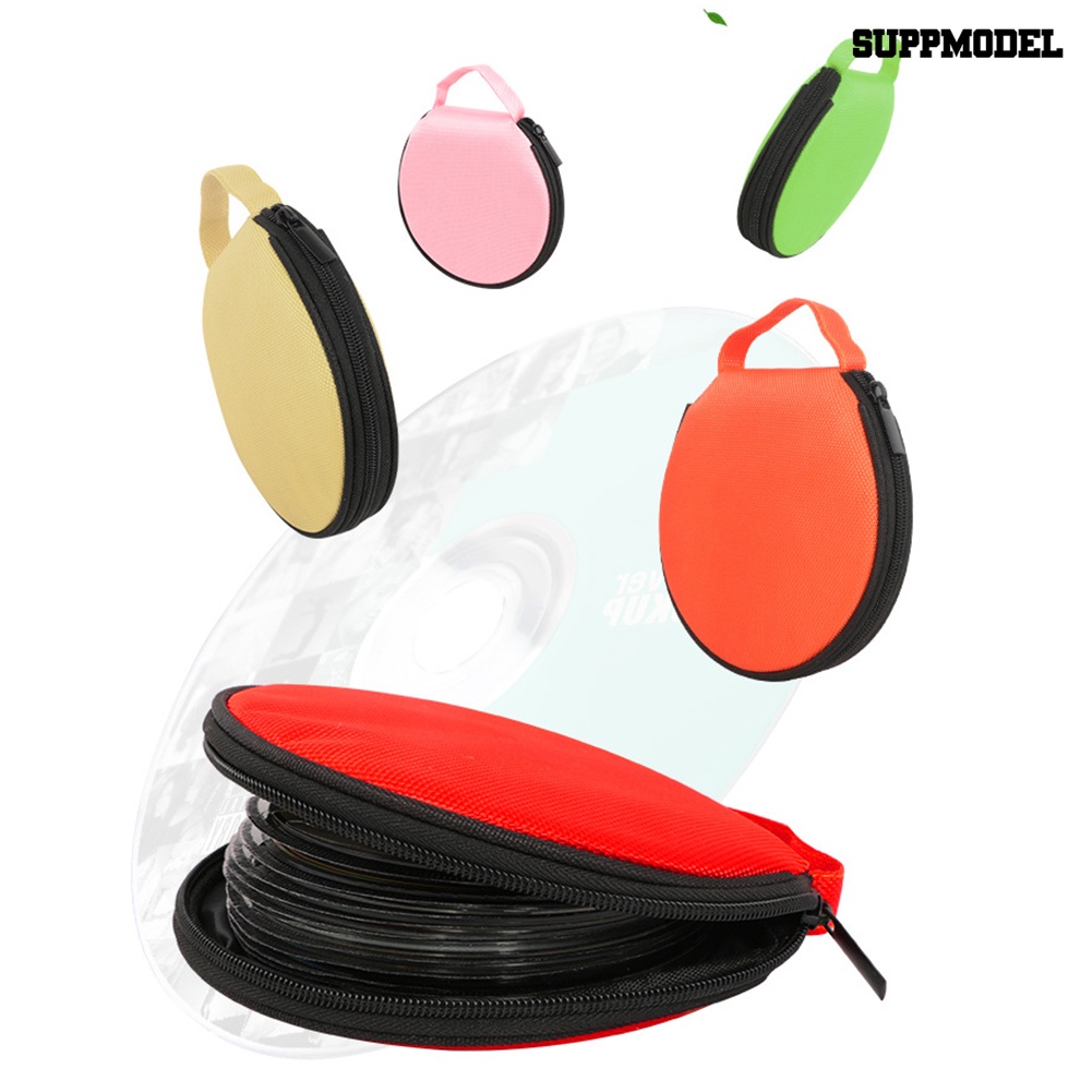 [SM Otomatis] Kain Oxford Bulat Warna Solid Mobil Rumah 20disk Tas Penyimpanan CD Case Zipper Pouch