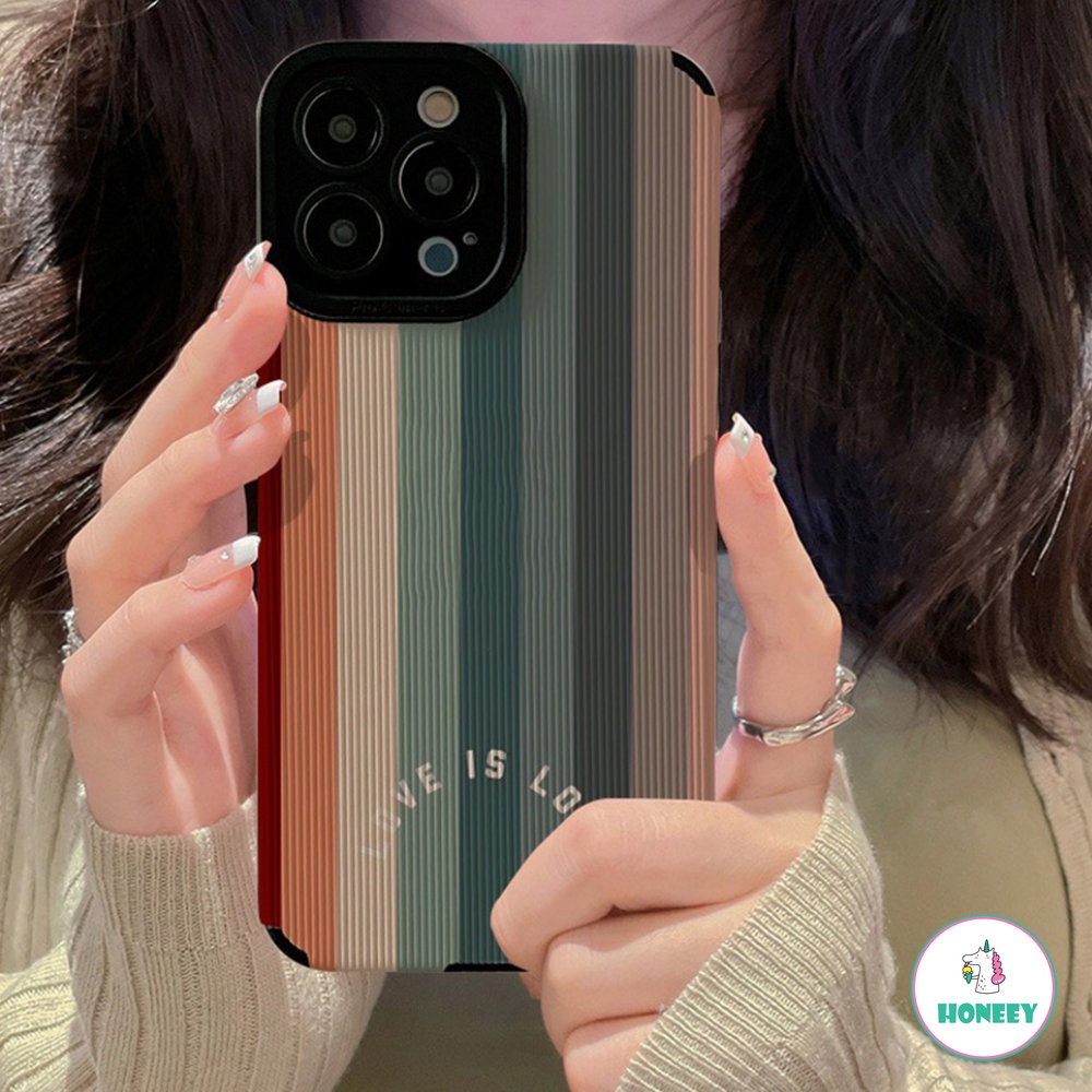 IPHONE Fashion Garis Warna-Warni Lucu Ponsel Case Kompatibel Untuk Iphone14 11 13 12 Pro Max Silikon Case Untuk Iphone7 8 14 Plus XR XS X Shockproof Back Cover