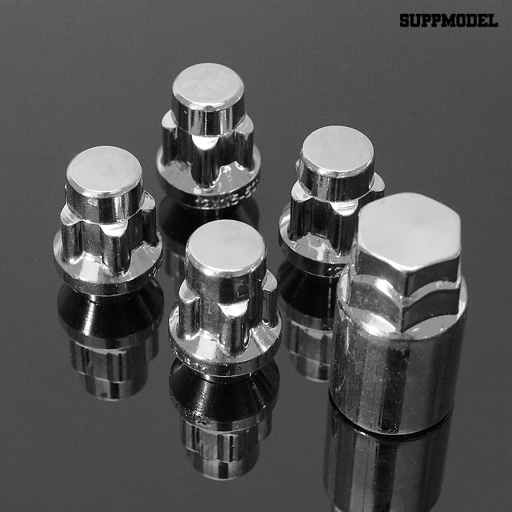 [SM Otomatis] 4Pcs 12x1.5mm 60derajat Tapered Alloy Wheel Lock Baut Mur Anti Maling Dengan Kunci