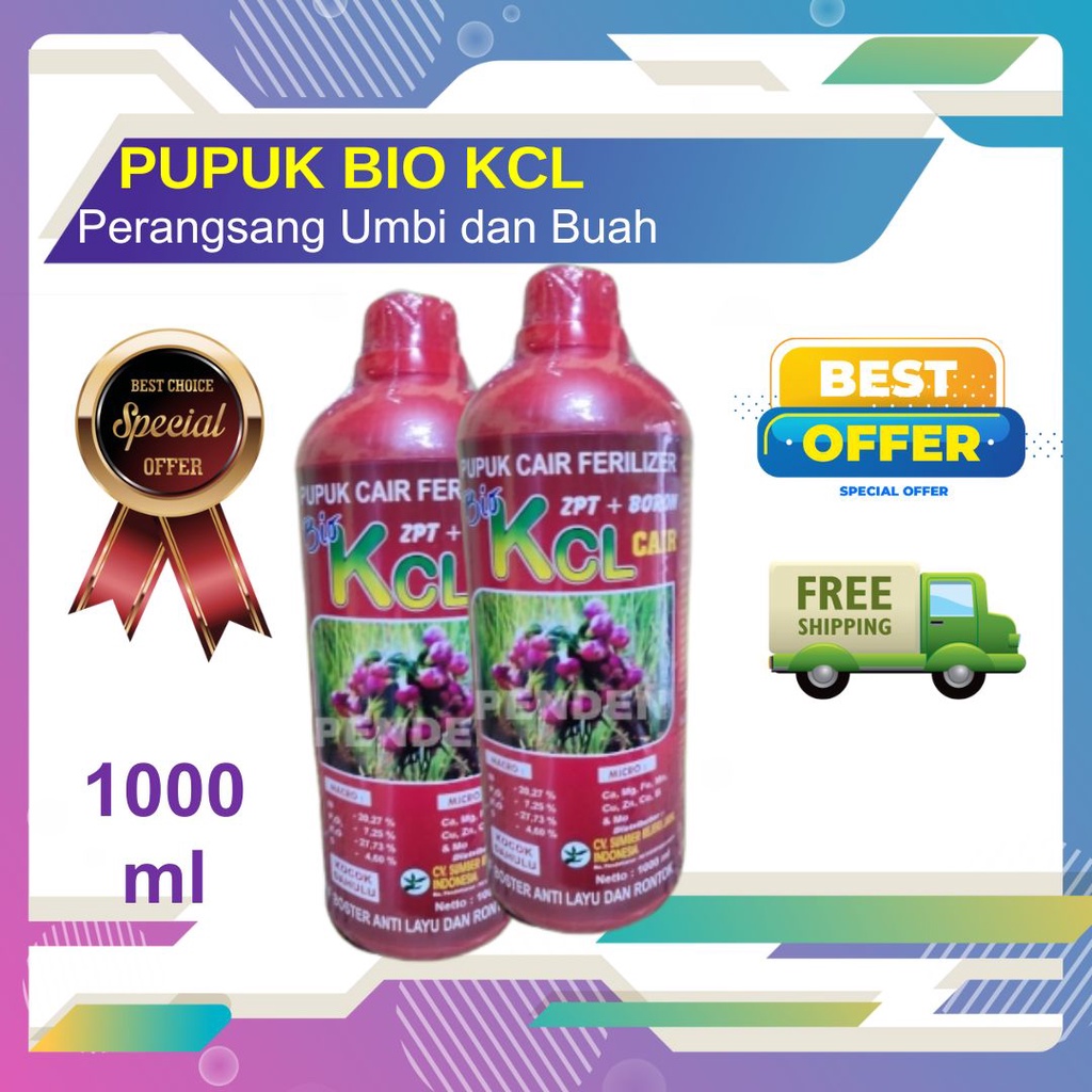 bio kcl pupuk Bio KCL Pupuk Cair zpt + boron Ferilizer Boster Anti Layu dan Rontok ± 1 Liter