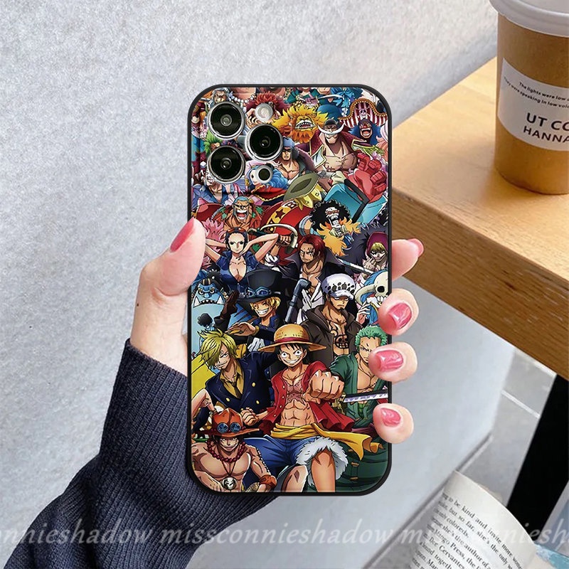 IPHONE Case One Piece Anime Kartun Trendi Kompatibel Untuk Iphone8 6 7 6S Plus 11 13 14 12 Pro Max XR X XS Max 7Plus SE 2020 Lembut Tepi Lurus Lembut Tpu Phone Cover