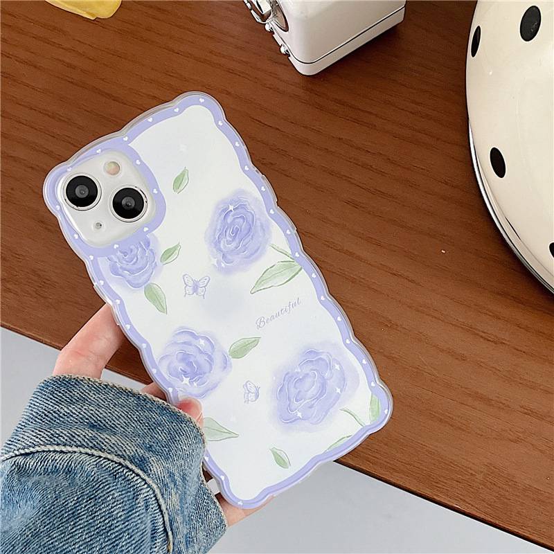 [INS Wave] Purple Rose Soft TPU Case HP iP iPhone 11 12 13 14 Pro Max7 8+Plus SE 2020 X XS XR Max Gadis Wanita Bening FTD Casing Apple