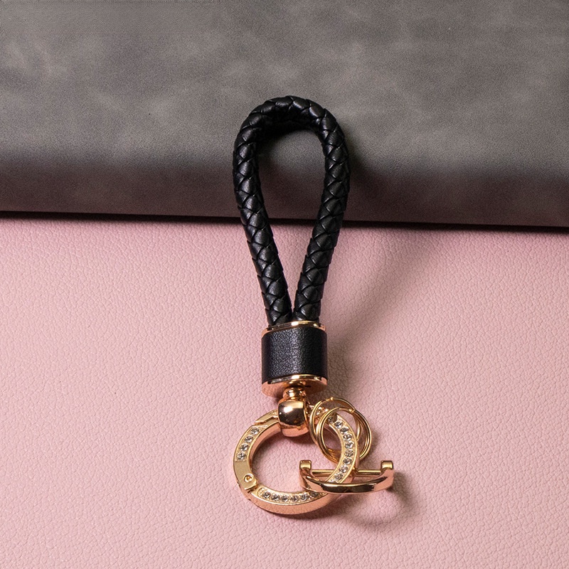 Panas Baru Kristal Mewah Kulit Gantungan Kunci Wanita Pria Emas Perak Gesper Mobil Key Ring Chain Holder Perhiasan Berlian Liontin Aksesoris Mobil