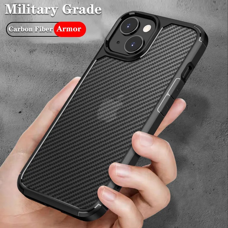 Carbon Case iPhone Premium Karbon Casing Black iPhone Cover Hardcase Apple Untuk Iphone 14 13 12 Mini 11 Pro Max X XR XS 78 Plus SE