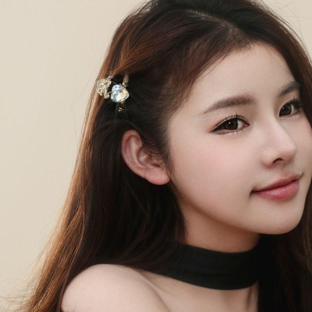 Mxbeauty Zirkon Jantung Jepit Rambut Fashion Perhiasan Non-slip Cross Barrette Shiny Vintage Acrylic Hair Claw