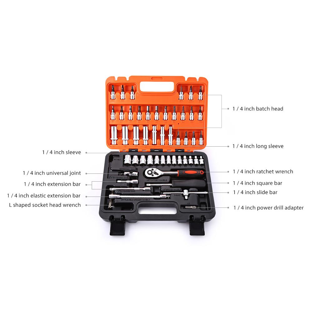 MBOISGET - JNGEK Peralatan Set Kunci Pas 53 in 1 SOCKET WRENCH ALAT SHOCK SOK SHOK KUNCI