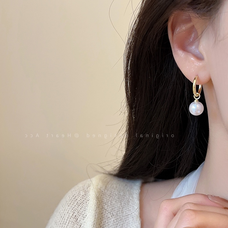 Yeezii Anting Drop Mutiara Elegan Retro Anting Hoop Emas Untuk Aksesoris Perhiasan Wanita