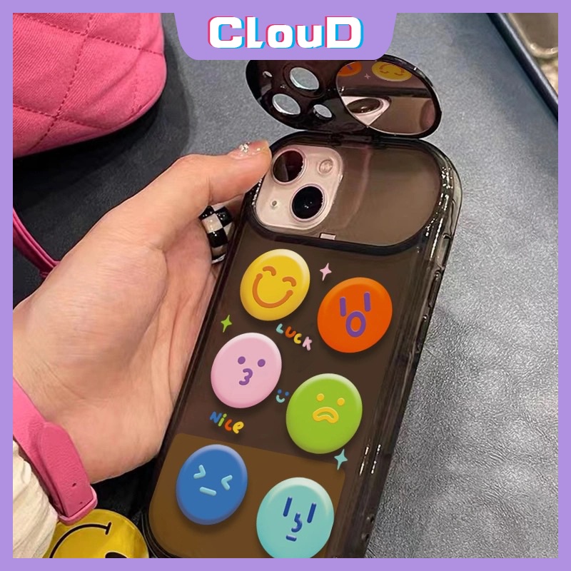 Case Smiley Kartun Lucu Untuk Vivo Y12 Y11 Y17 Y20 Y12s Y12A Y11s Y20s G Y91C Y15 Y12i Y20i Y1S Y30G Y20A Y20G Lembut Kreatif Flip Make Up Cermin Penutup Belakang Dengan Gelang