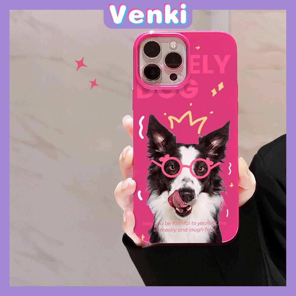 VENKI - For iPhone 11 iPhone Case Red Glossy TPU Soft Case Shockproof Protection Camera Cute Glasses Good Dog Compatible with iPhone 14 13 Pro max 12 Pro Max xr xs max 7Plus 8Plus