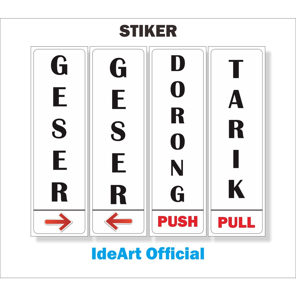 Stiker DORONG / TARIK / PUSH Bisa Custom Cocok ditempel didinding / Pintu C249 B1