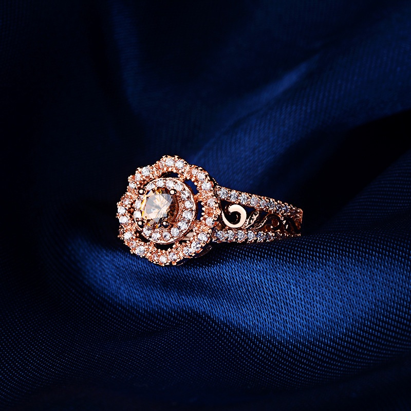 Goldkingdom Aksesoris Perhiasan Fashion Ready Stock Cincin Rose Gold Lapis Berlian