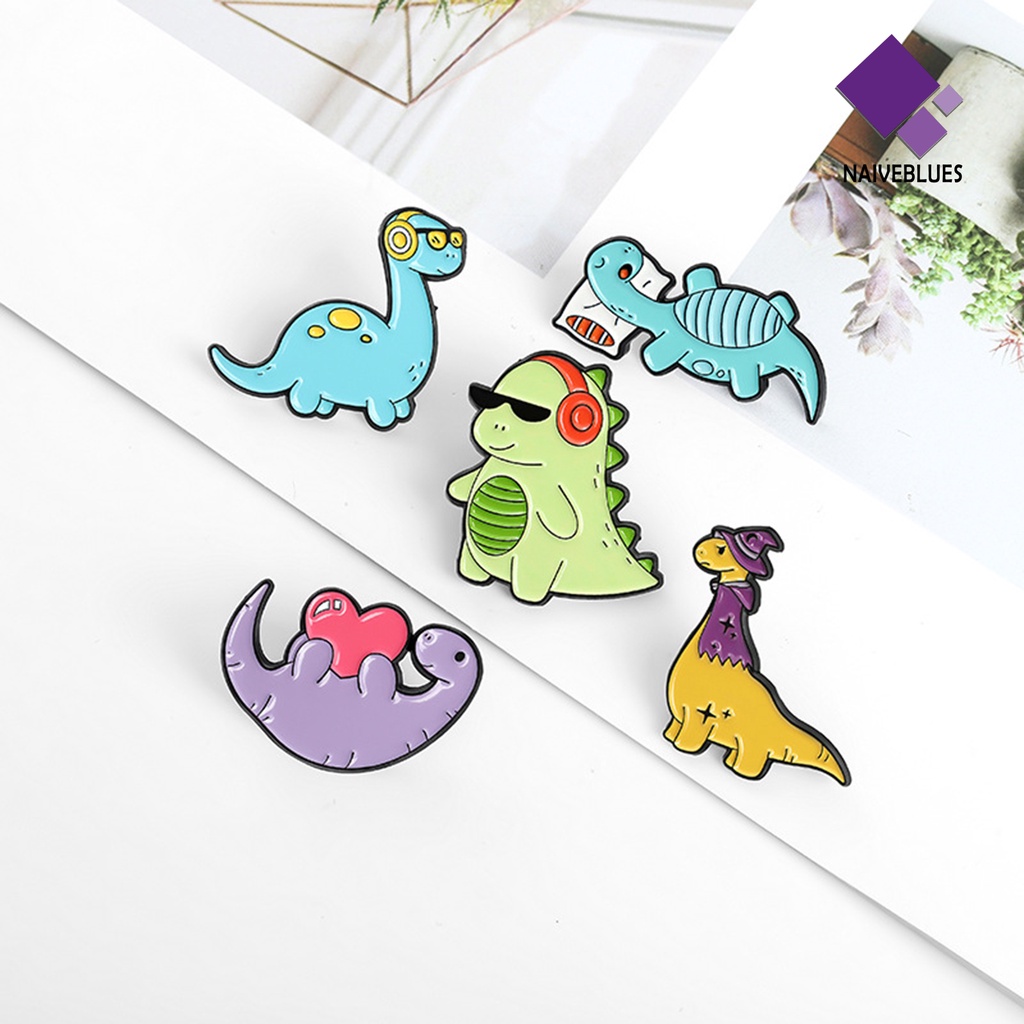 &lt; Naiveblues &gt; Bros Pin Warna-Warni Dinosaurus Dekorasi Pria Wanita Hewan Brooch Decor