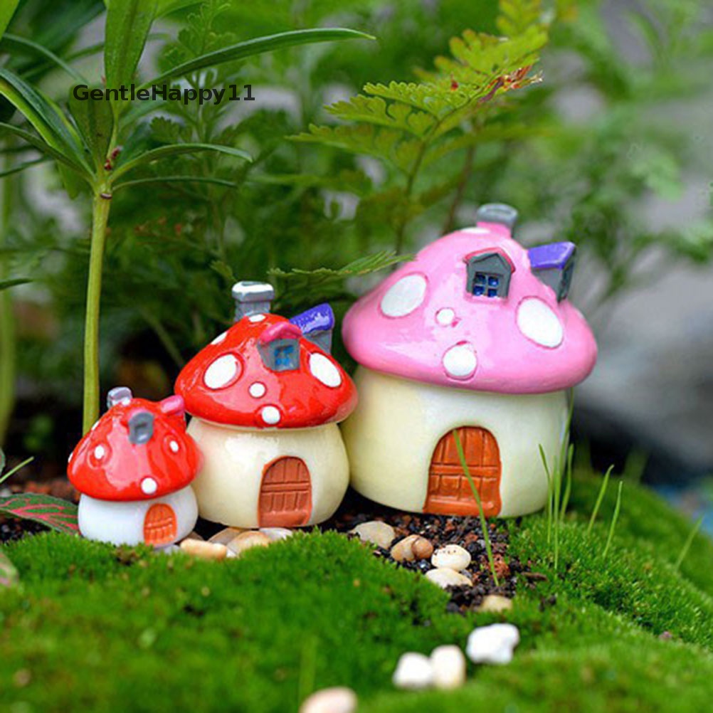 Gentlehappy 1Pc Kastil Jamur Rumah Mediterania DIY Resin Peri Taman Kerajinan Dekorasi id