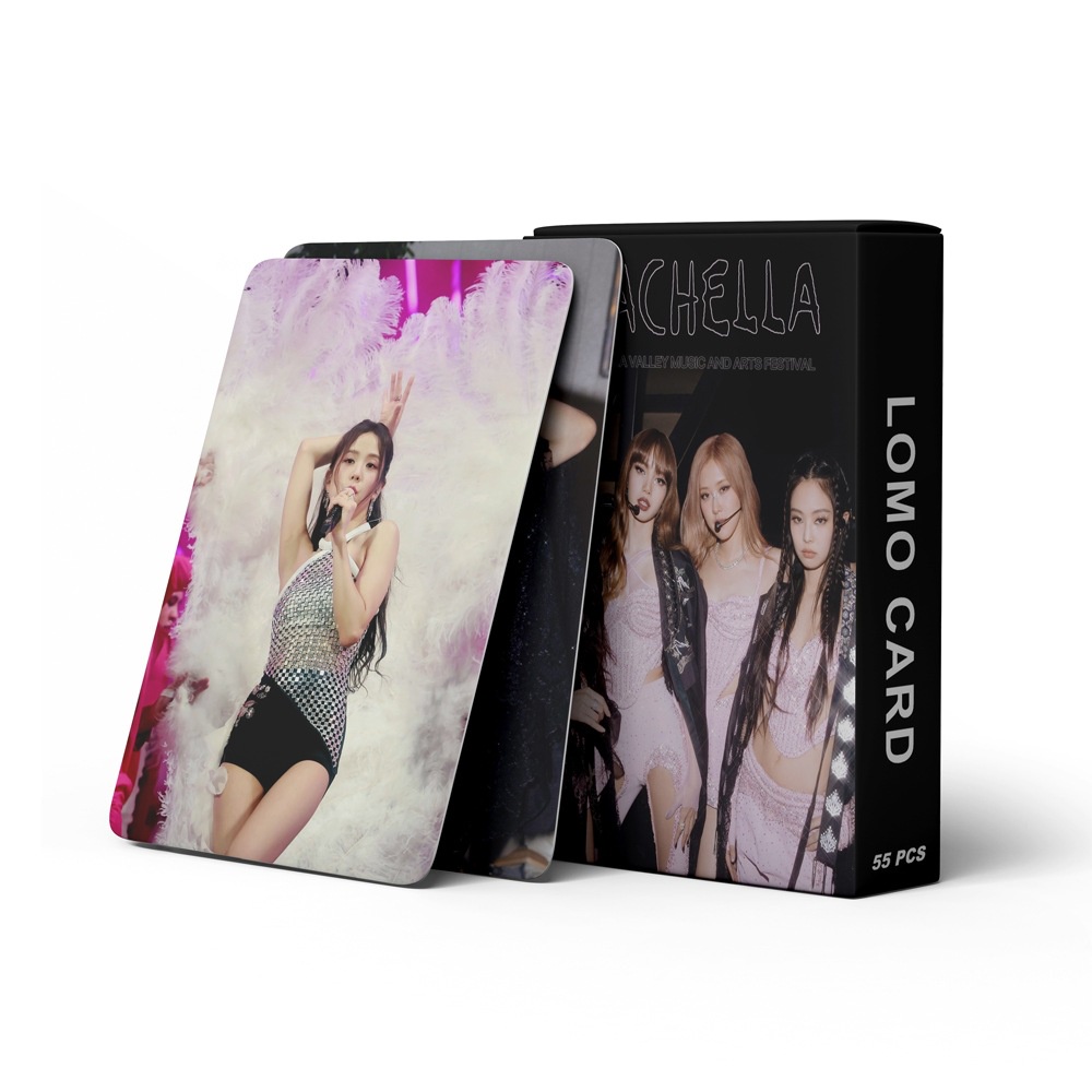 55pcs/box Hitam-PINK Coachella Minggu2 Photocard JISOO LISA ROSE JENNIE Kartu Lomo Blackpink Kpop Postcards Blackpink