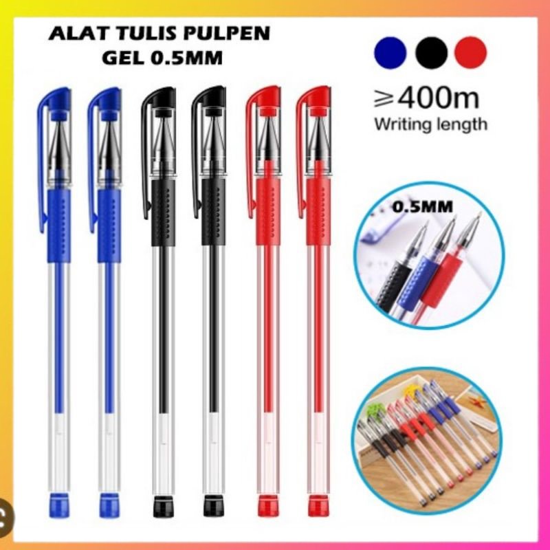

RILIS❤❤❤ Pena Gel 0,55mm Standar Pulpen Tinta Cair Alat Tulis Sekolah Kantor Murah Grosir