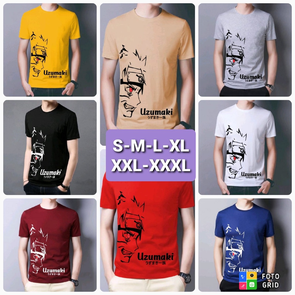 COD/DS2/ KAOS PRIA LENGAN PENDEK UZUMAKI ANIME JAPAN BAJU PRIA LENGAN PANJANG BAHAN BABYTERRY PAKAIAN PRIA
