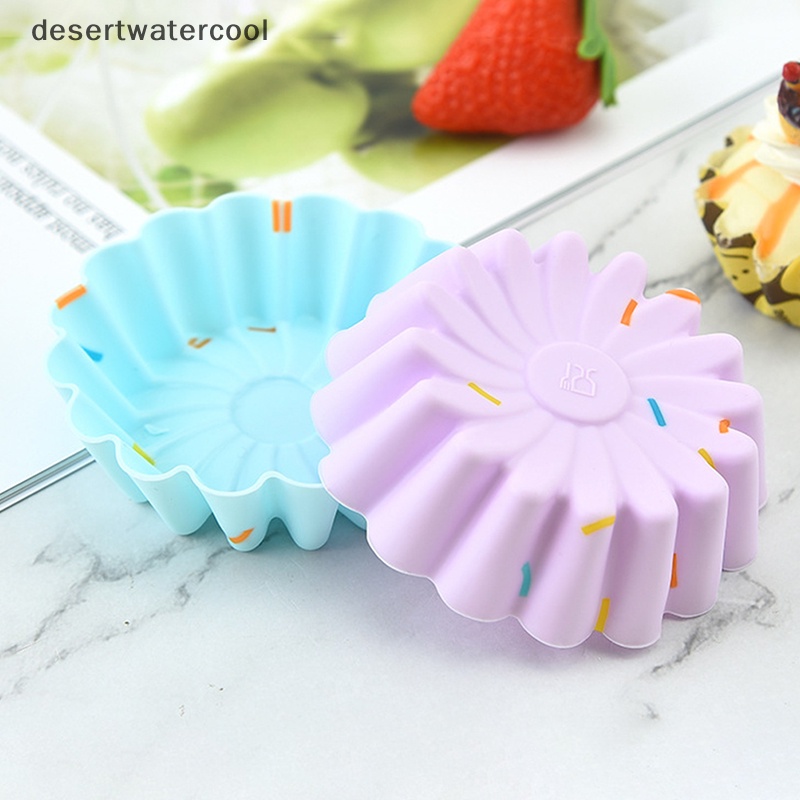 Deid 5Pcs/Set Cetakan Cangkir Kue Silikon 3D Bulat Persegi Bentuk Hati Cake Cup Muffin Cupcake Dapur Bakeware Maker DIY Alat Dekorasi Kue Martijn