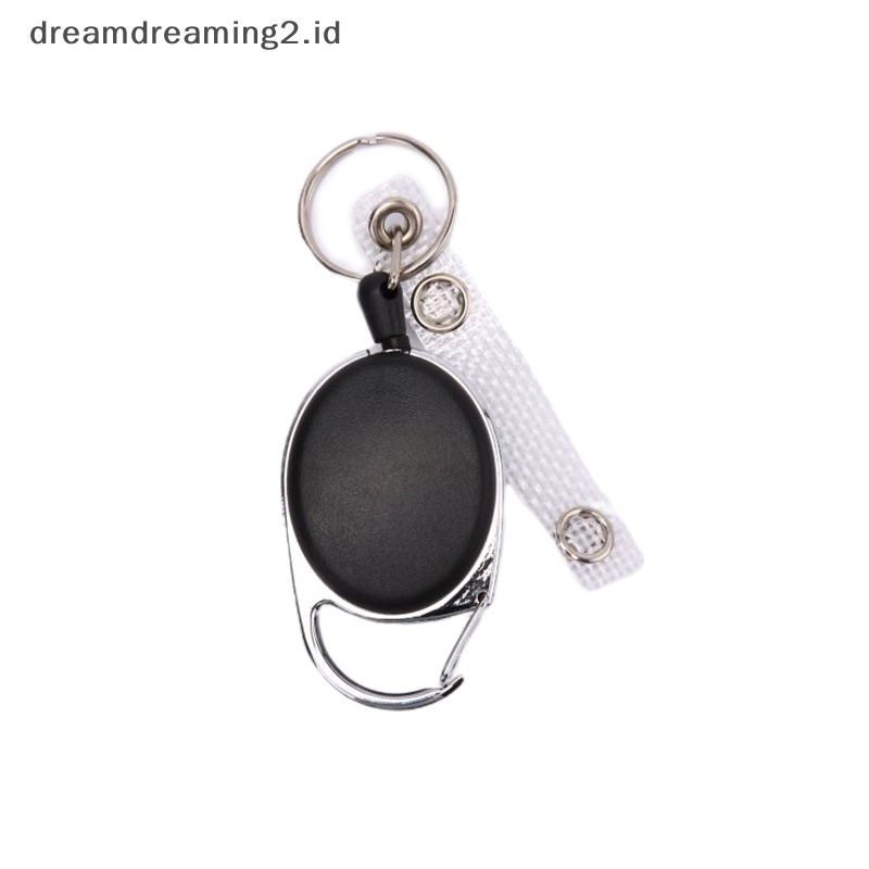 (drea) 1pc Tali Kawat Hitam Gantungan Kunci Keyring Steel Cord 60cm Retractable ID Card Holder//