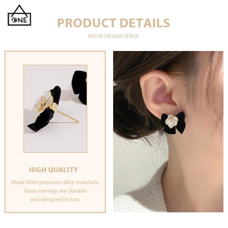 COD❤️Anting bunga Camelia Korea anting busur Vintage Prancis anting premium desain untuk wanita-A.one