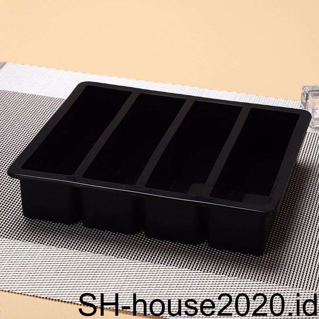 4kisi Strip Panjang Cetakan Silikon Es Batu Tray DIY Pelengkap Makanan Lembut Reusable Baking Pan Handmade Cetakan Kue