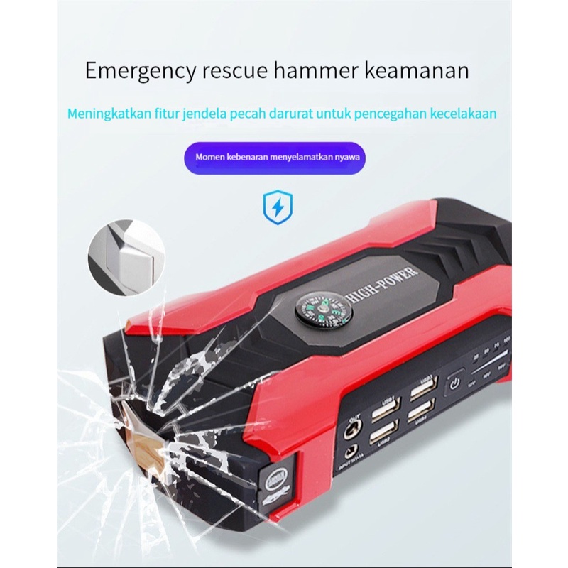 (ada stok, dikirim dari jakarta)40000mah Jumper aki mobil dan pompa ban power bank charger aki mobil - portable mobil battery charger 600A/12V charger isi baterai accu daya cas energy power supply jump starter (dengan pompa udara mobil)