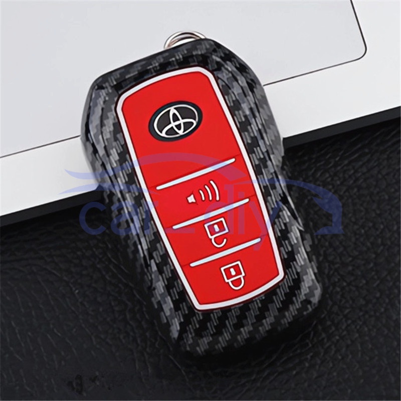 Kasus Kunci ABS Penutup Jarak Jauh Mobil Silikon Gantungan Untuk Toyota Wildlander RAV4 Prado Levin Avalon Fortuner Yaris Camry Corolla Vios Cangkang Pelindung Car Remote Key Case