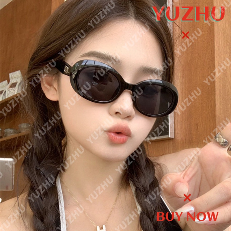 (YUZHU) Bingkai Oval Warna Permen Spike Kacamata Hitam Korea Fashion Oversized Frame Sunshade Sunglasses Untuk Wanita