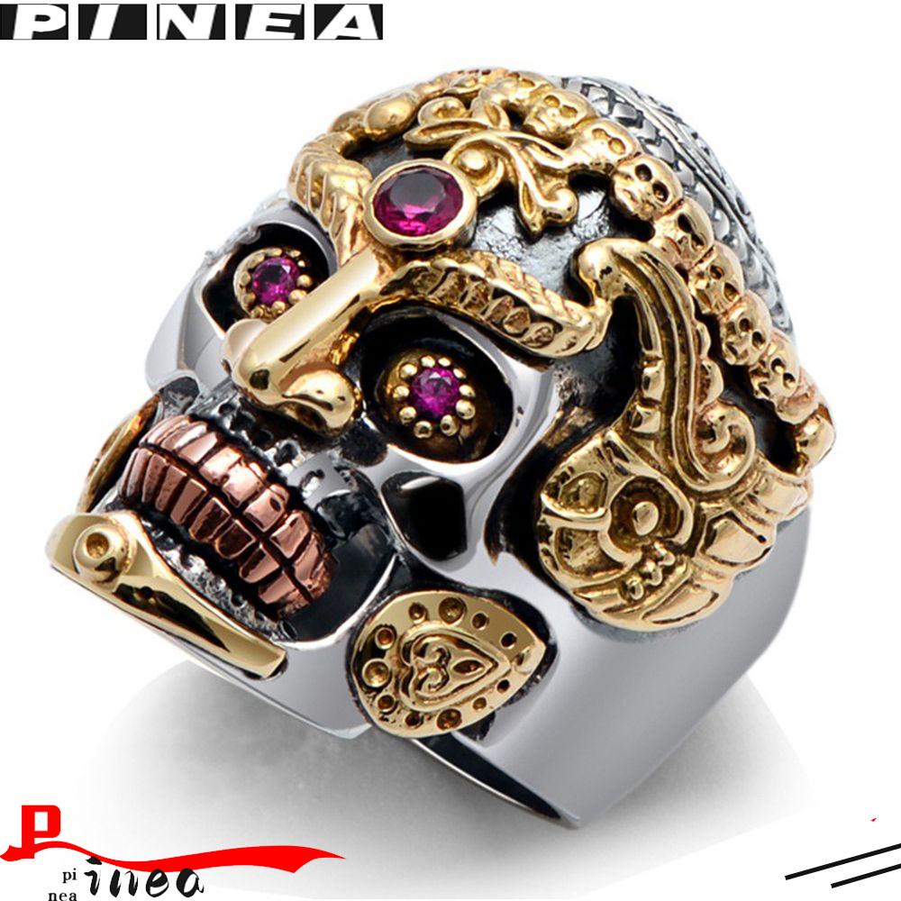 Cincin Tengkorak Nanas Zircon Biker India Stainless Steel