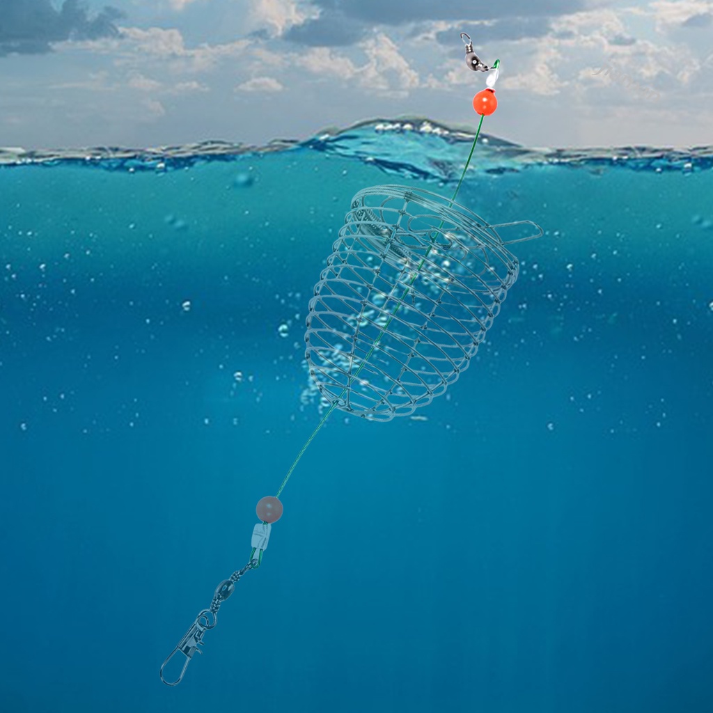 [Jianxin] fishing Umpan Kandang Reusable Compact Size Tahan Karat Tahan Aus Dengan Musim Semi Meningkatkan Tingkat Memancing Stainless Steel Angling Lure Feeder Carp Fishing Tackle Cage Outdoor Fishing