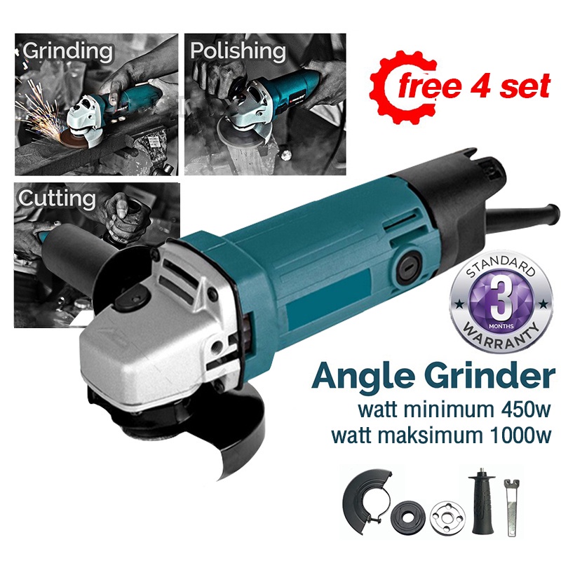 PAKET LENGKAP !!! Angle Grinder Mesin Gerinda Tangan free accerois